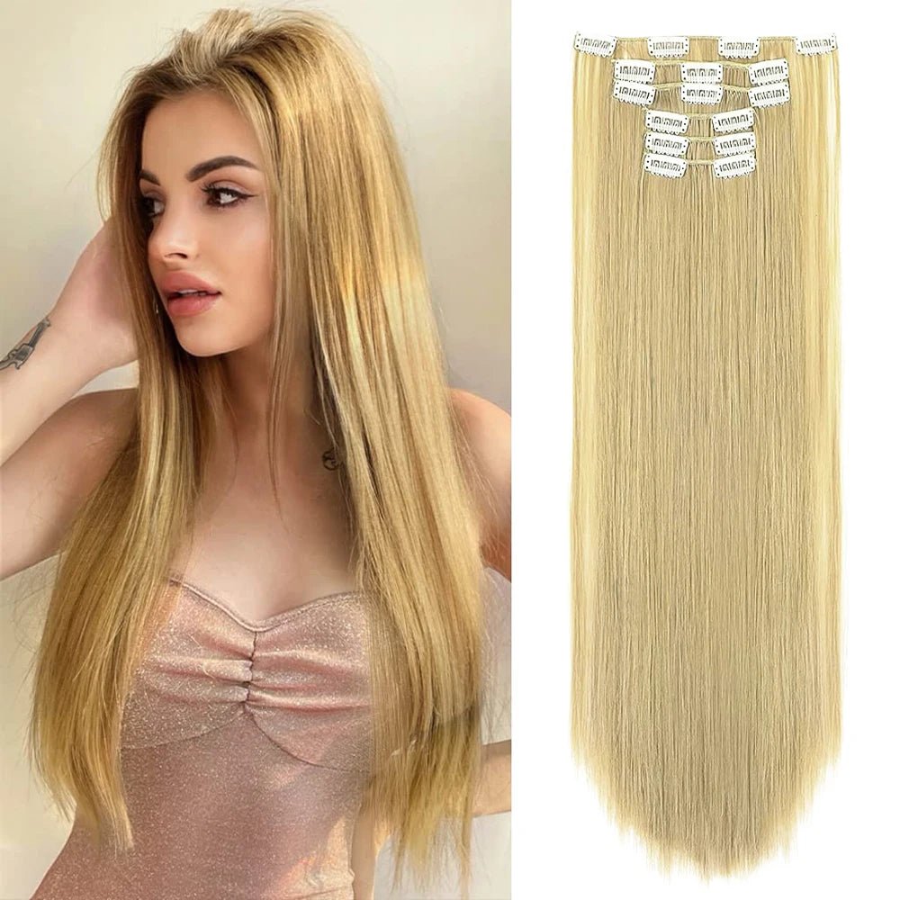 Premium Synthetic 16 Clips Hair Extensions for Instant Volume & Length