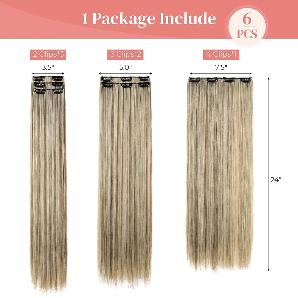 Premium Synthetic 16 Clips Hair Extensions for Instant Volume & Length
